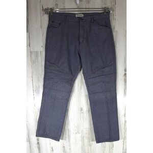 Chams Mens Moto Pants 38 Gray Ribbed Knee Biker Streetwear Straight Leg READ